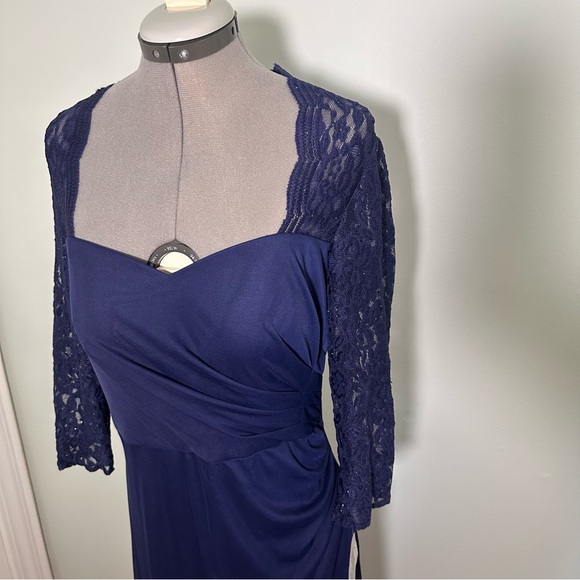 Alex Evenings Gown Navy Women's Sweetheart Dress size 10 - Picture 12 of 14